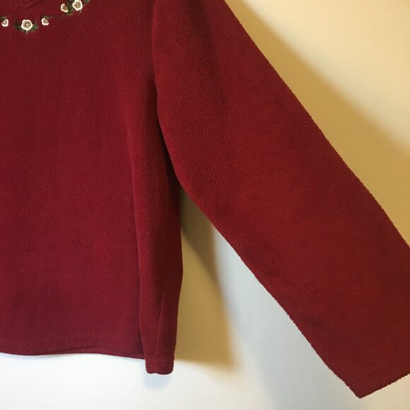 Carroll Reed Red Embroidered Fleece Pullover Sweater Large - Picture 8 of 16